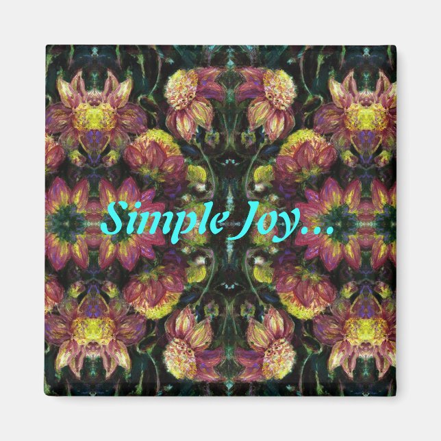 Imán Dahlias amarillas y rosas (Frente)