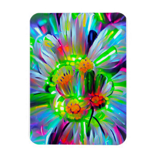 Imán Daisies abstractos neones con colores vivos