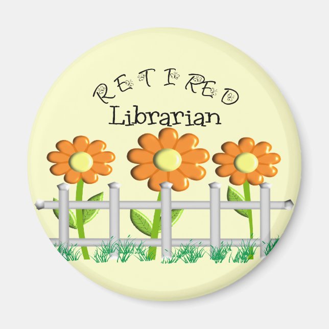 Imán Daisies bibliotecarios retirados Regalos de diseño (Frente)