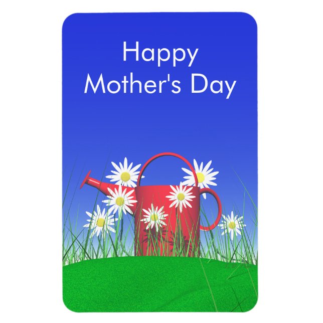 Imán Daisies de Día de la Madre y latas de agua (Vertical)