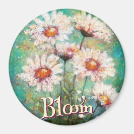 Imán Daisies Floral Impresionista Teal Personalizado