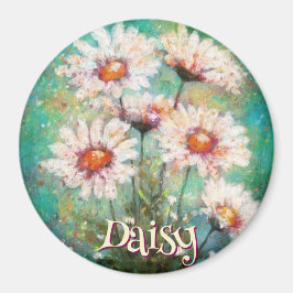 Imán Daisies Impressionistic Floral Teal Personalized