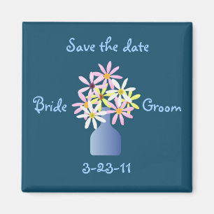 Imán Daisies in a Vase Save the Date Magnet
