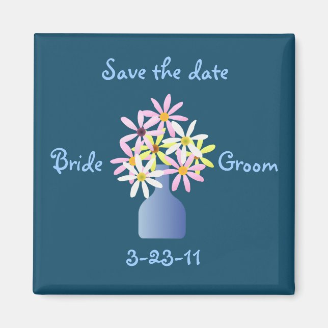 Imán Daisies in a Vase Save the Date Magnet (Frente)