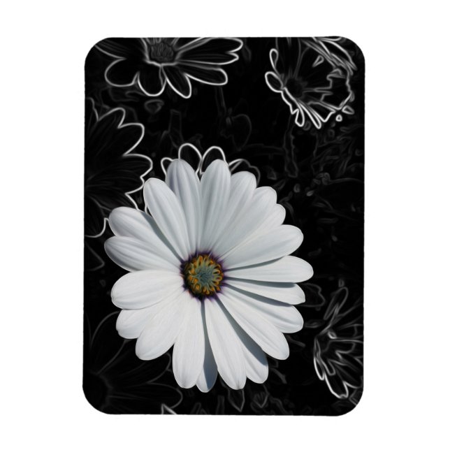 Imán Daisies y tonos grises (Vertical)