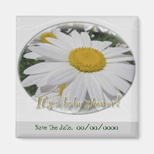 Imán Daisy Baby Shower Save the Date Floral Magnet