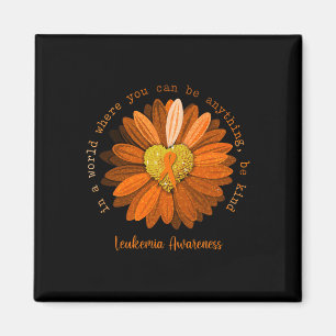 Imán Daisy Be Kind Leukemia Awareness Naranja Ribbon