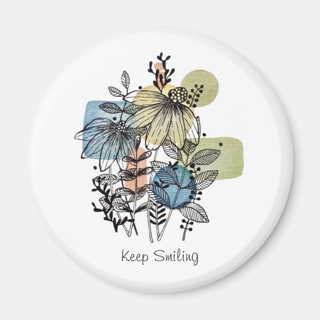 Imán Daisy Doodle En Tinta Y Acuarela (Frente)