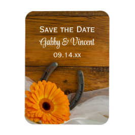 Imán Daisy Horseshoe Country Barn Wedding Save the Date