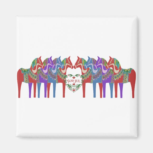 Imán Dala escandinava Caballos Navidades de Dios Jul (Frente)