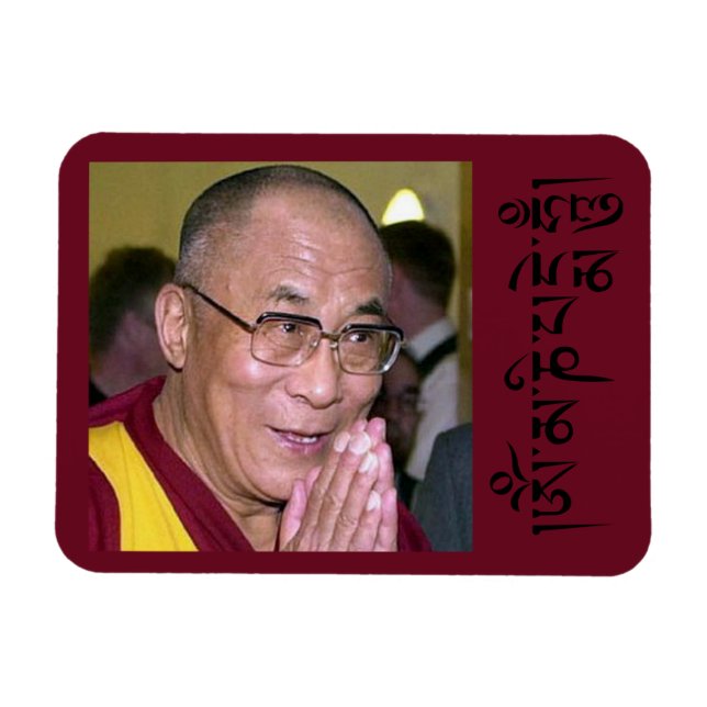 Imán Dalai Lama rezando con el mantra Om Mani Padme Hum (Horizontal)