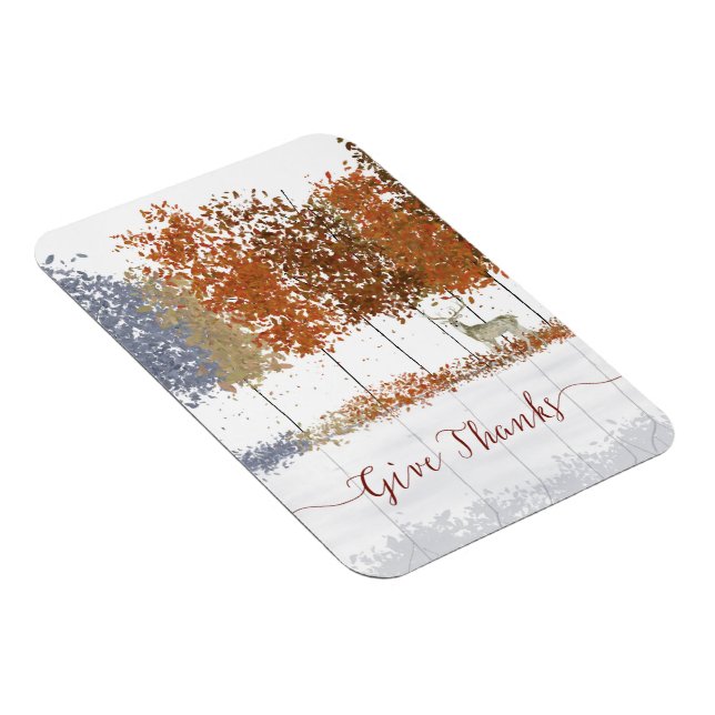 Imán Dales gracias árboles de Acción de Gracias y cierv (Lado Derecho)