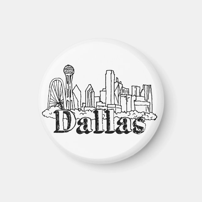 Imán Dallas Skyline Art Design Dallas Skyline Design (Frente)