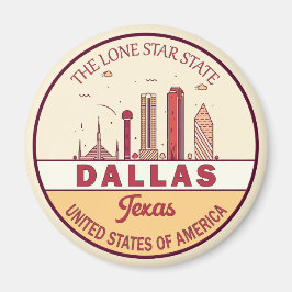 Imán Dallas Texas City Skyline Emblem