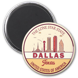 Imán Dallas Texas City Skyline Emblem