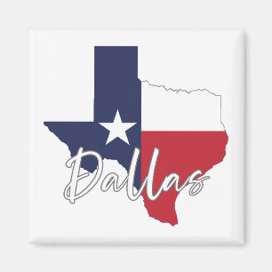 Imán Dallas, Texas Flag Map Magnet