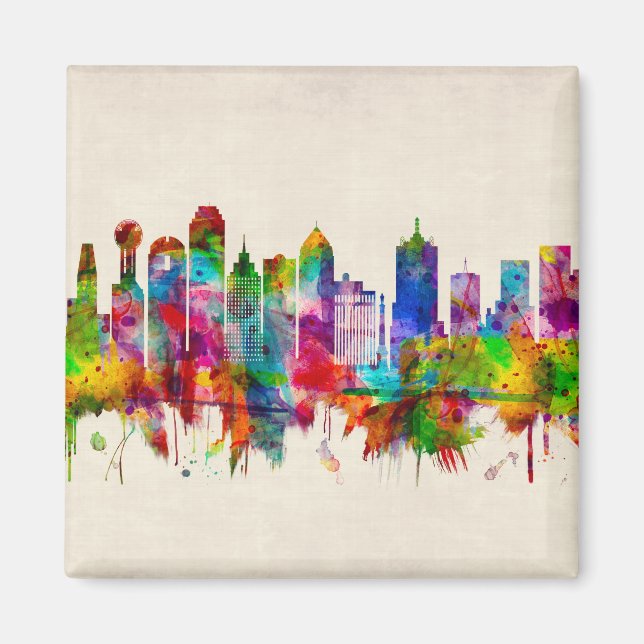 Imán Dallas Texas Skyline (Frente)