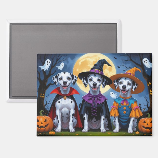 Imán Dalmatia Perro Calabaza Halloween Gracioso (Anverso/Reverso)