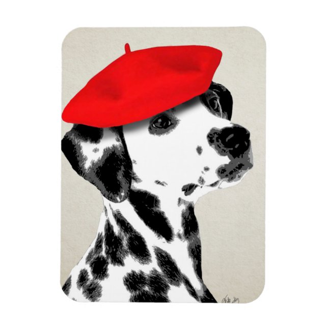 Imán Dalmatiano con Beret Rojo (Vertical)