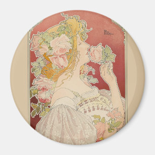 Imán Dama Art Nouveau Belle Époque Rosas Livemont