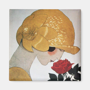 IMÁN DAMA CON ROSA ROJA