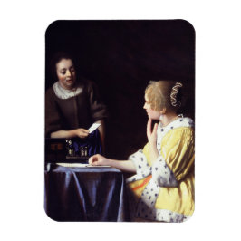 Imán Dama con sirvienta sosteniendo carta de Vermeer
