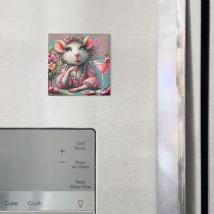 Imán Dama de bonito teniendo un Martini Contemplando