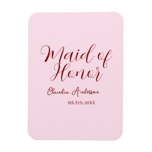 Imán Dama de honor malva nombre fecha rosa pastel novia