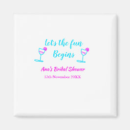 Imán Dama de novia de vidrio rosa azul de vid, comencem