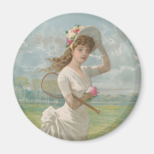 Imán Dama de tenis victoriana con sombrero floreado ant