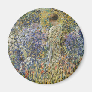 Imán Dama en un jardín de Frederick Frieseke, Arte fino