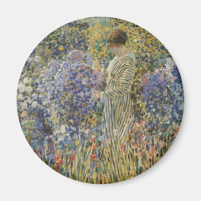 Imán Dama en un jardín de Frederick Frieseke, Bella Art (Frente)