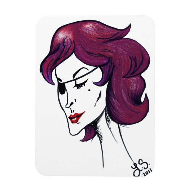 Imán Dama Pirata Violeta Dibujo Animado Arte Pop Origin (Vertical)