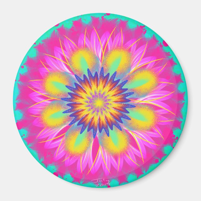 Imán Dama rosa pastelera por flor de poder (Frente)