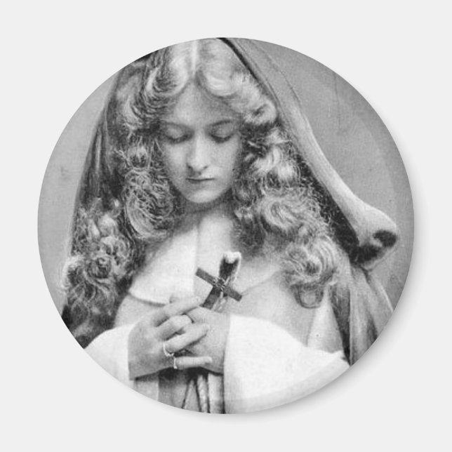 Imán Dama Vintage con cruz (Frente)