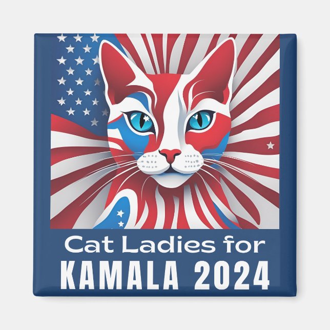 Imán Damas de gato para los demócratas de Kamala 2024 (Frente)