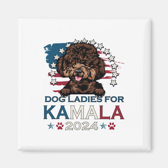Imán Damas De Kamala Harris 2024 Poodle Dog America (Frente)