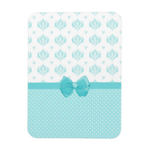 Imán Damasco Azul Aqua Con Cinta Turquesa