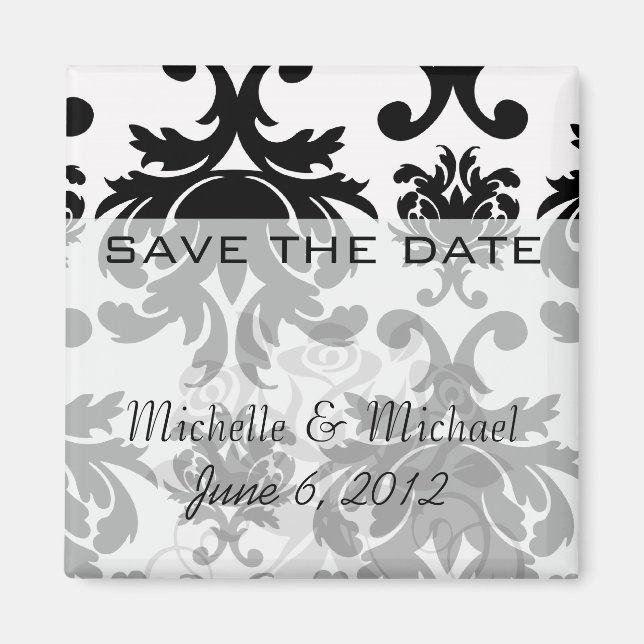 Imán damasco blanco negro ornamental (Frente)