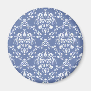 Imán Damasco blanco y azul de guijarros