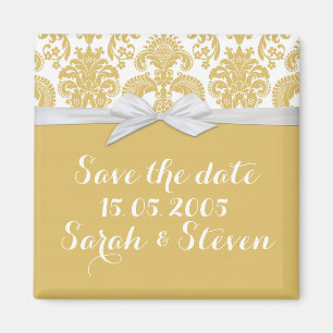 Imán Damasco de campo blanco y amarillo francés Guardar