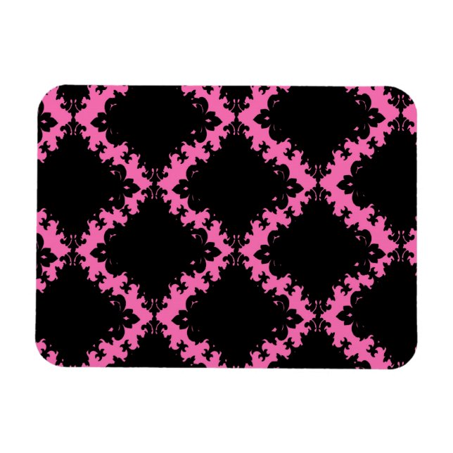 Imán damasco de moho de diamante negro rosa caliente (Horizontal)