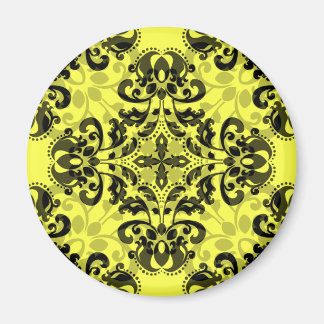Imán Damasco elegante negro y amarillo