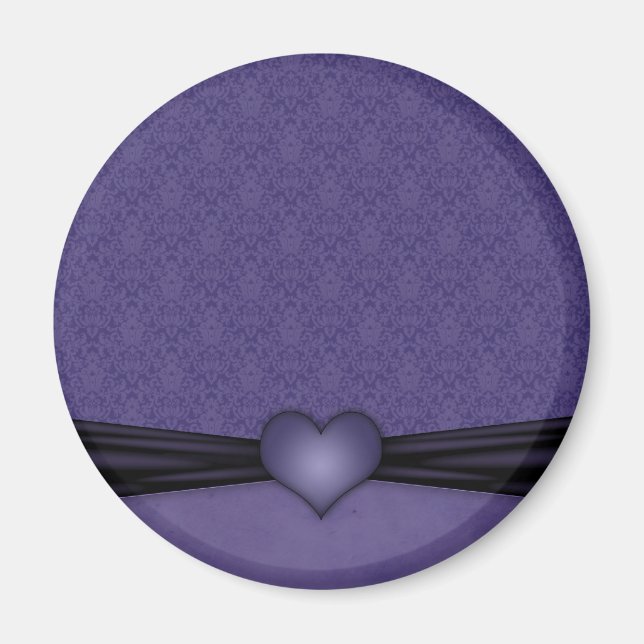 Imán Damasco Morado Oscuro con Corazón (Frente)
