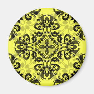 Imán Damasco negro y amarillo elegante