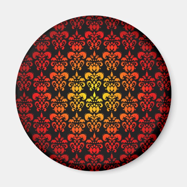 Imán Damasco rojo, amarillo y negro (Frente)