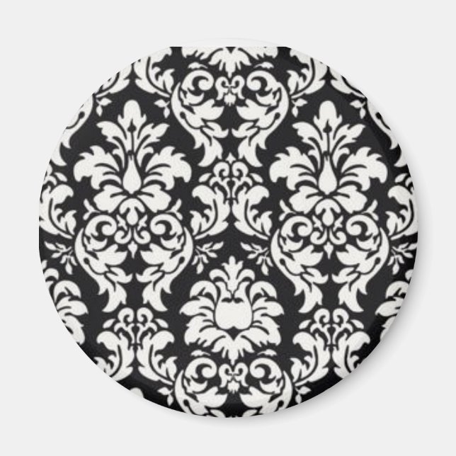 Imán Damask blanco y negro (Frente)