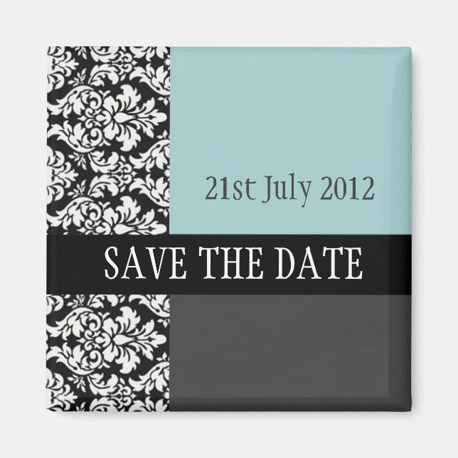 Imán Damask Blue Save The Date Magnet (Frente)