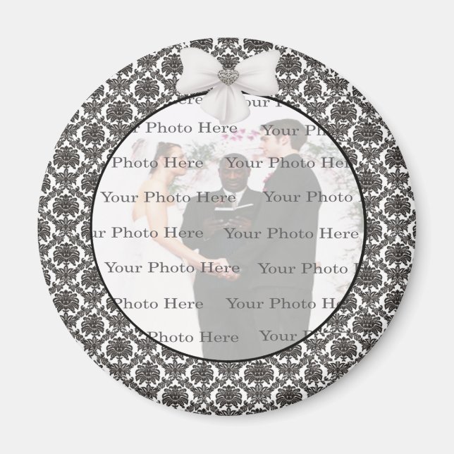 Imán Damask Elegance Boda Round Magnet (Frente)