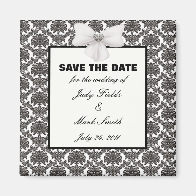 Imán Damask Elegance Wedding Save The Date Magnet (Frente)
